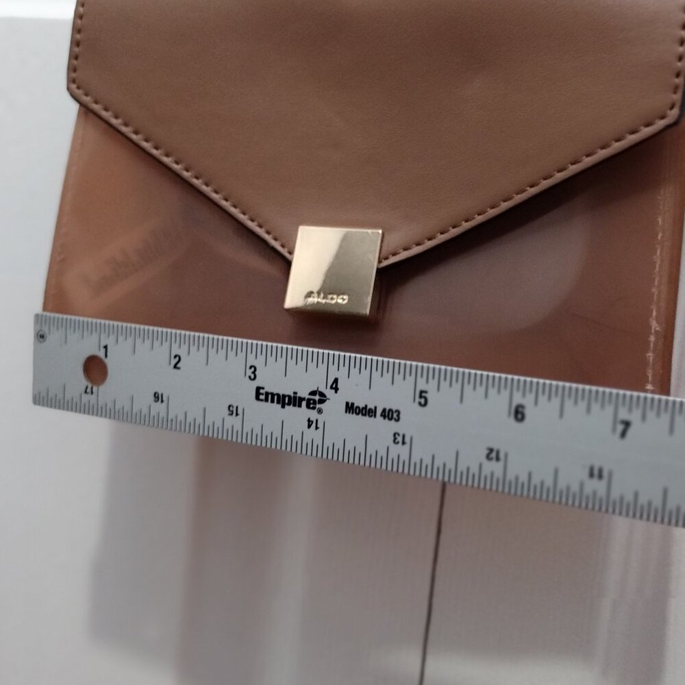 ALDO Mini Top Handle Crossbody Bag Brown Faux Leather Gold Hardware Small Purse - Picture 7 of 7